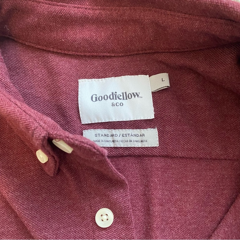 Men’s Goodfellow & Co Maroon long Sleeve Casual Button Up Shirt Size Large - Picture 3 of 4